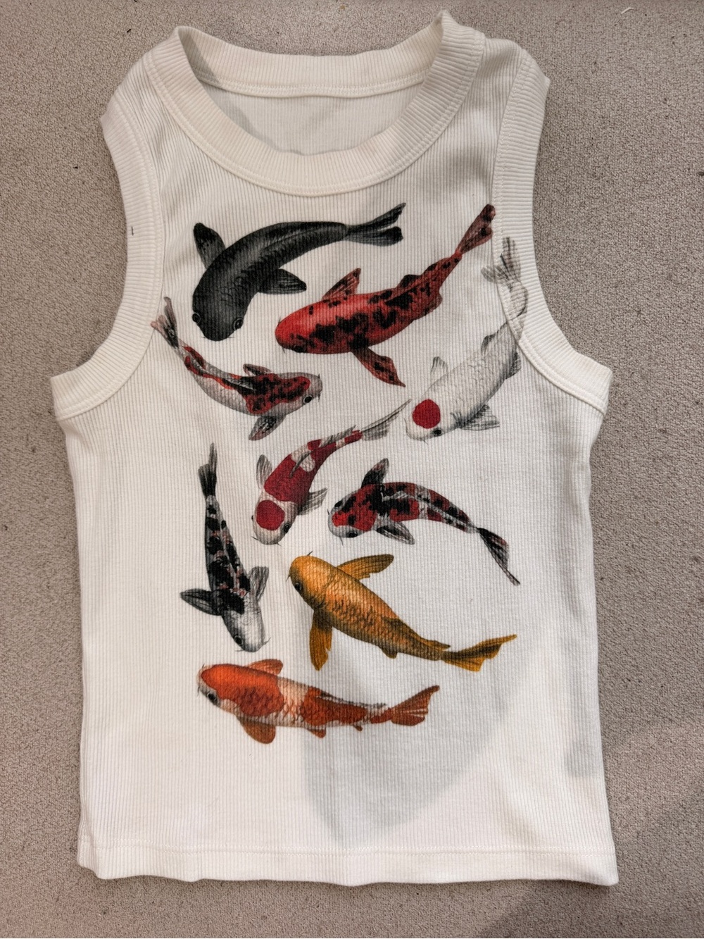 White Koi Fish Graphic Tank Top - Picture 2 of 3